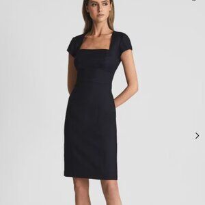 Reiss Haisley Tailored Wool-Blend Dress Navy Size 6